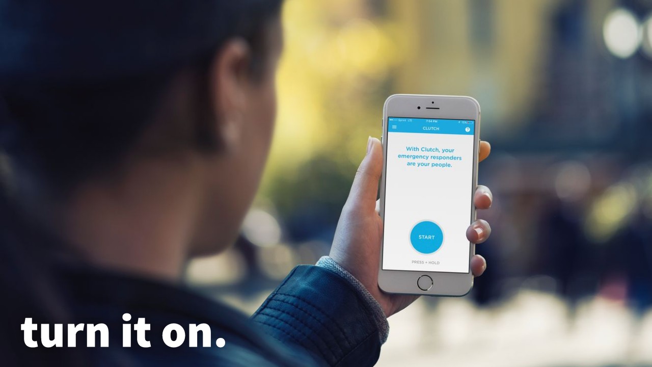 ClutchSOS app — press start screen